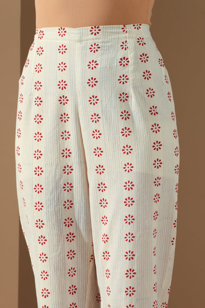 Murraya Ivory Gota Patti Embroidered Chanderi Kurta Set of 3