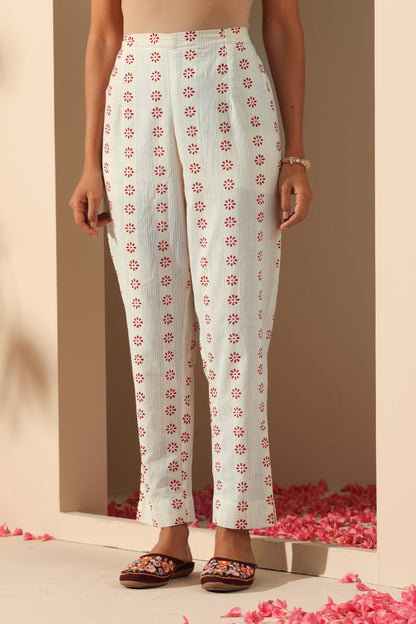 Murraya Ivory Gota Patti Embroidered Chanderi Kurta Set of 3