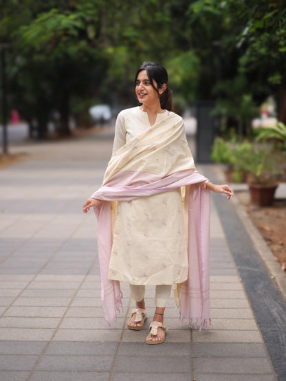 Studio Half White Cotton Kadambari Set