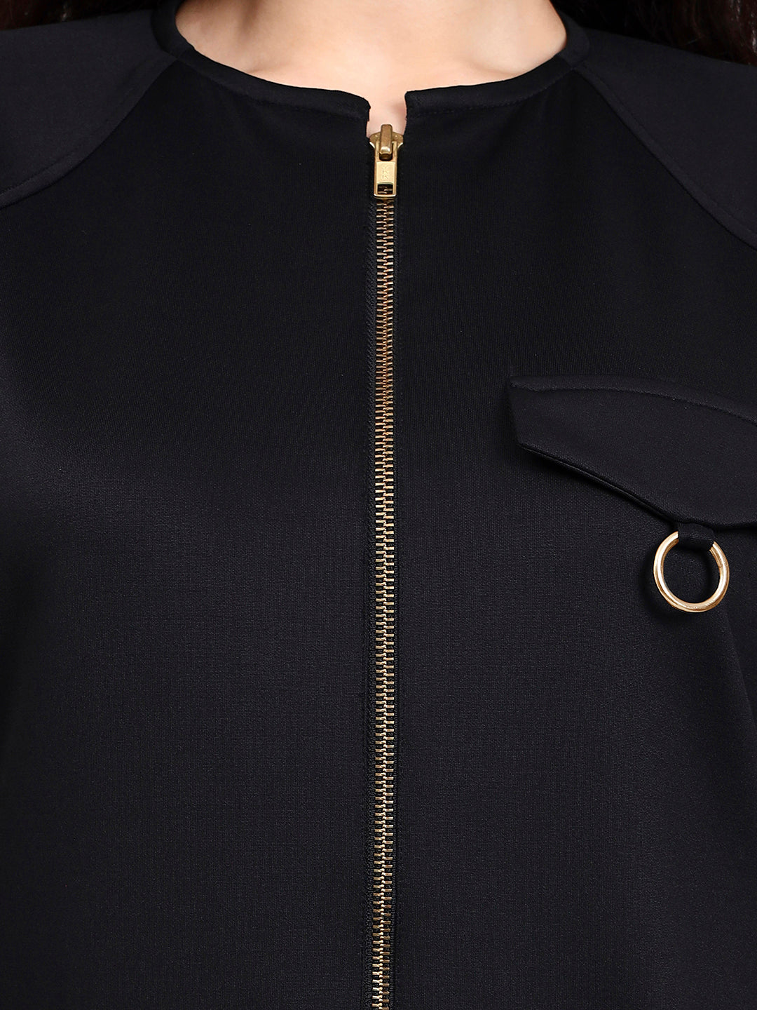 Powersutra Black Utility Zip-Up Jacket For Effortless Everyday Style