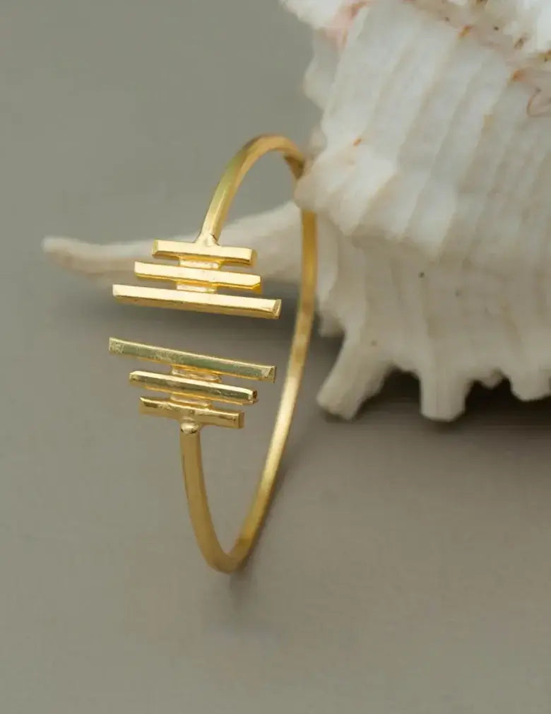 18K Gold-Tone Geometric Open Cuff Bracelet
