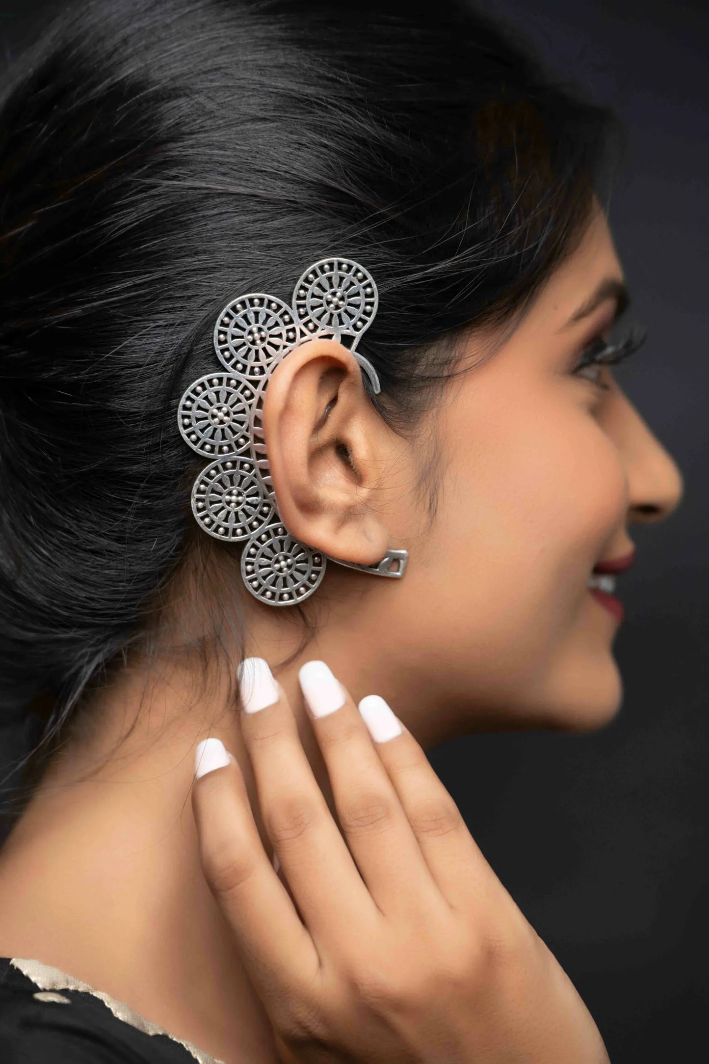 Surya Oxidised Full Earcuff for Indian Navratri