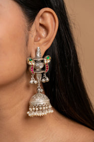 Long earring with jhumka