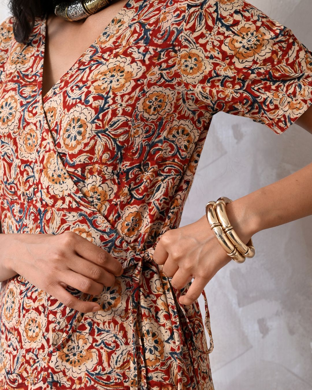 Katha Kalamkari Wrap Dress