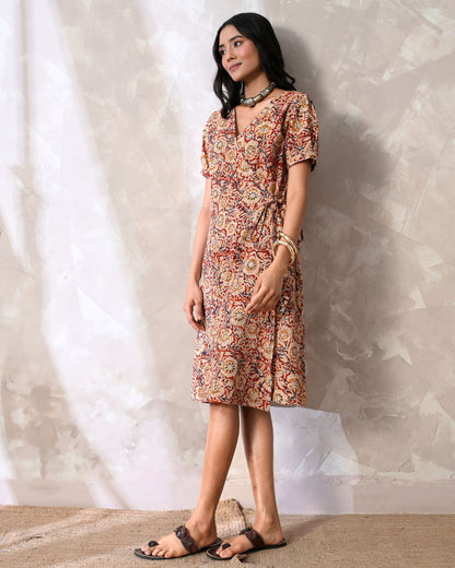 Katha Kalamkari Wrap Dress