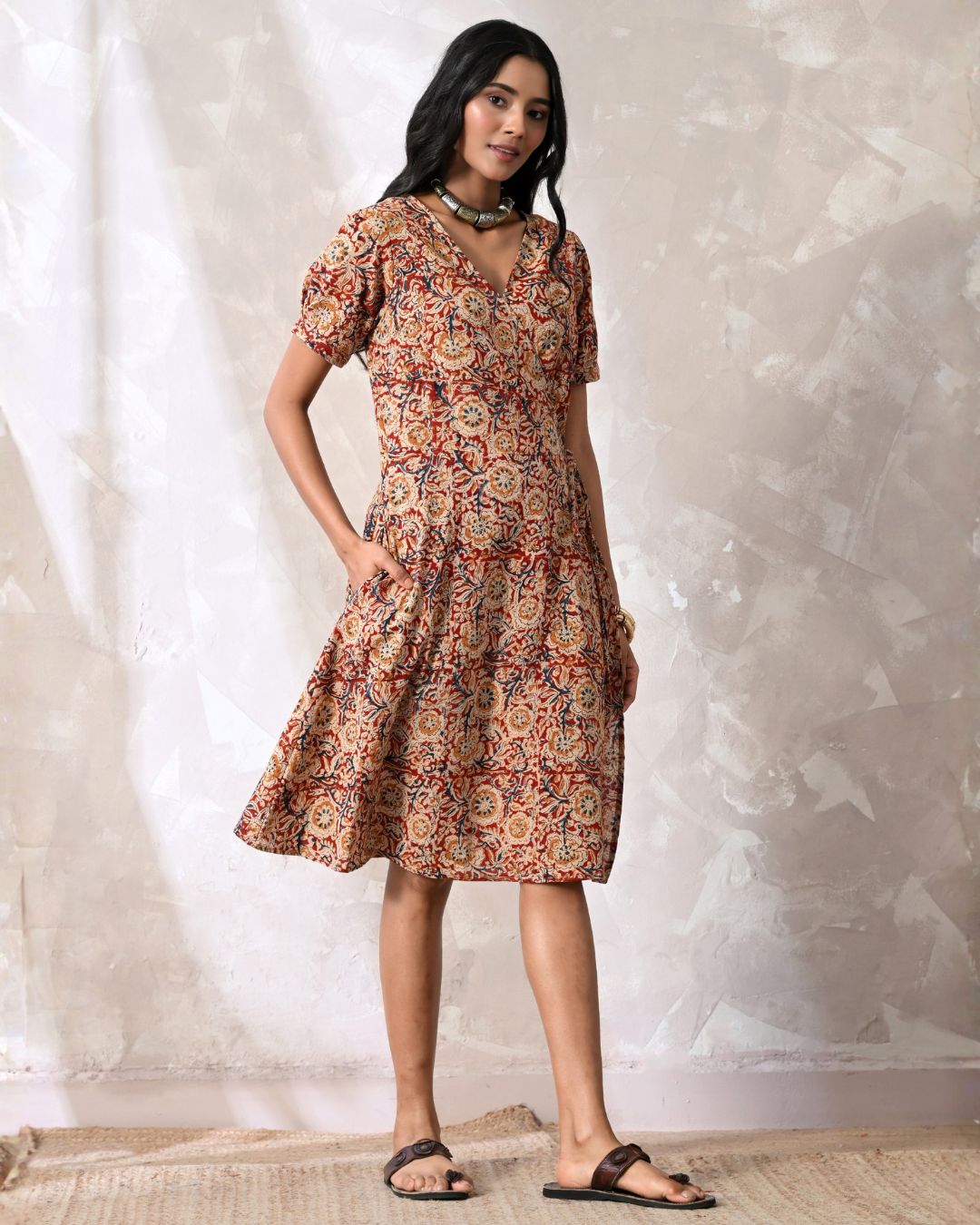 Katha Kalamkari Wrap Dress
