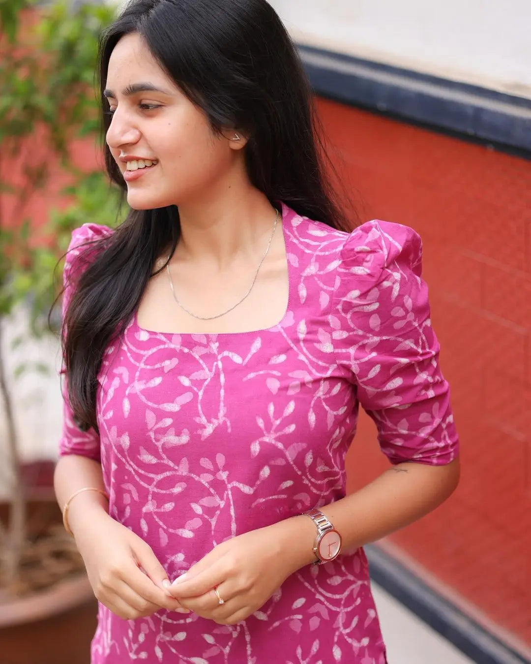 Studio Pink Cotton batik print top and bottom set