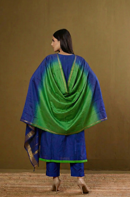 Maati  Lime Lagoon Tie-Up Cotton Angrakha Kurta