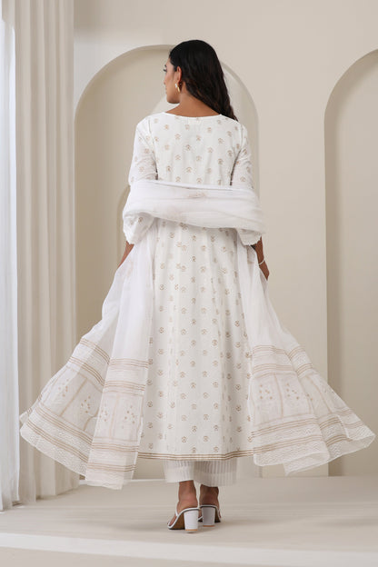 Murraya Stardust White Anarkali Set of 3