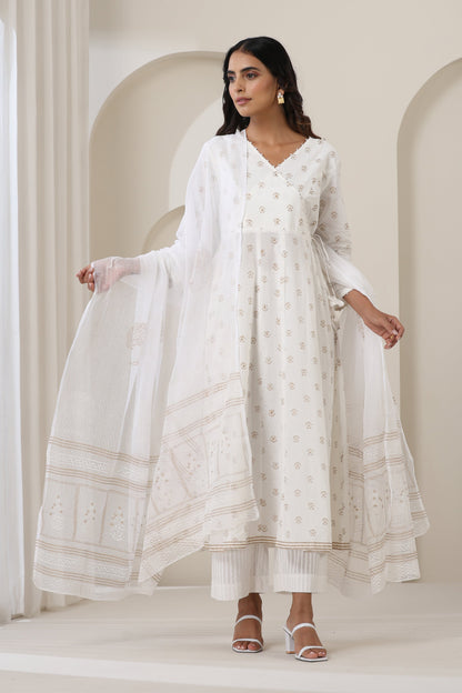 Murraya Stardust White Anarkali Set of 3