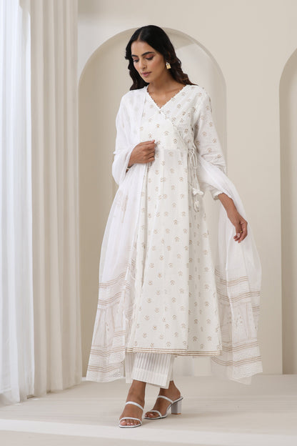 Murraya Stardust White Anarkali Set of 3