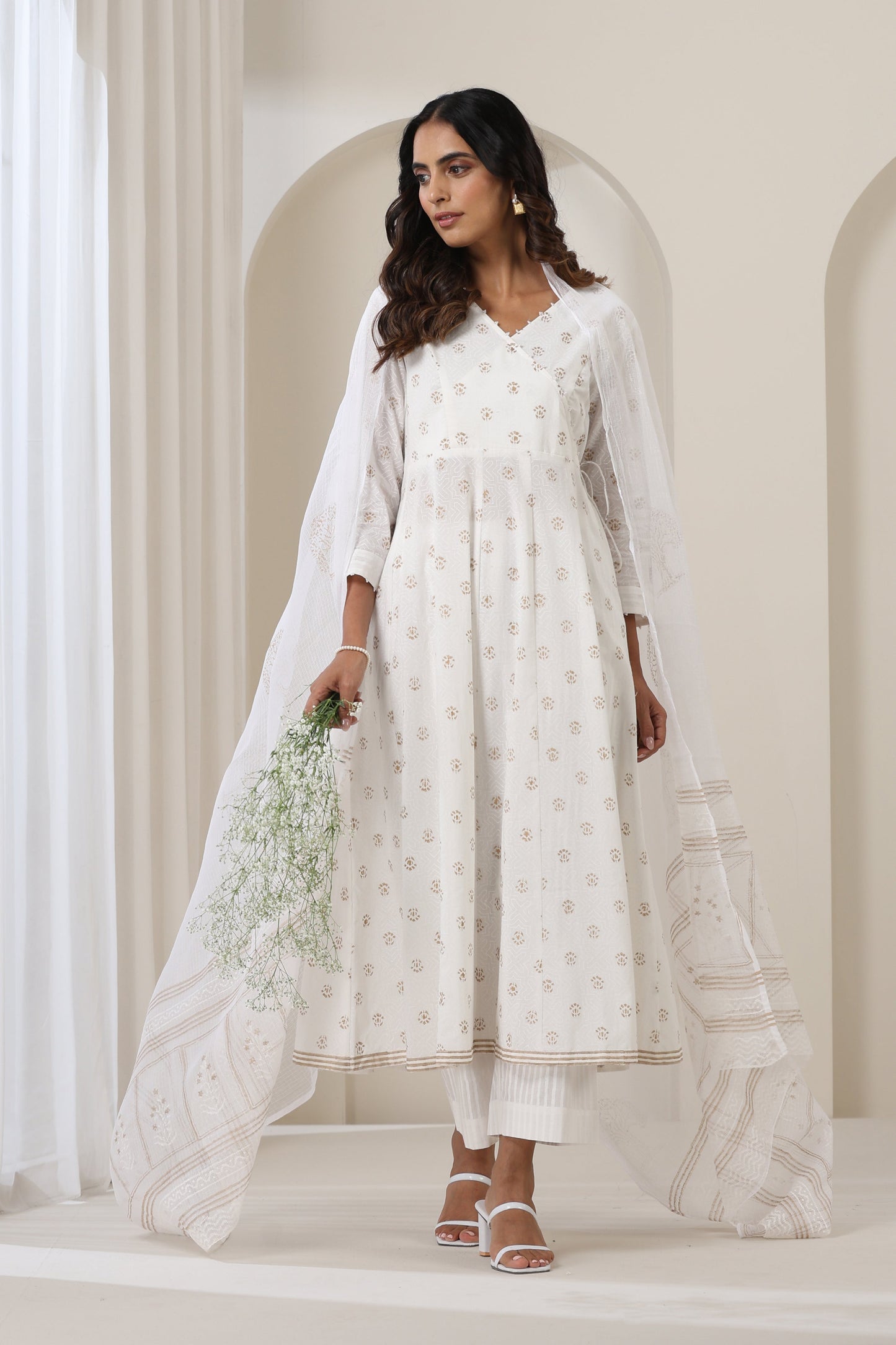 Murraya Stardust White Anarkali Set of 3