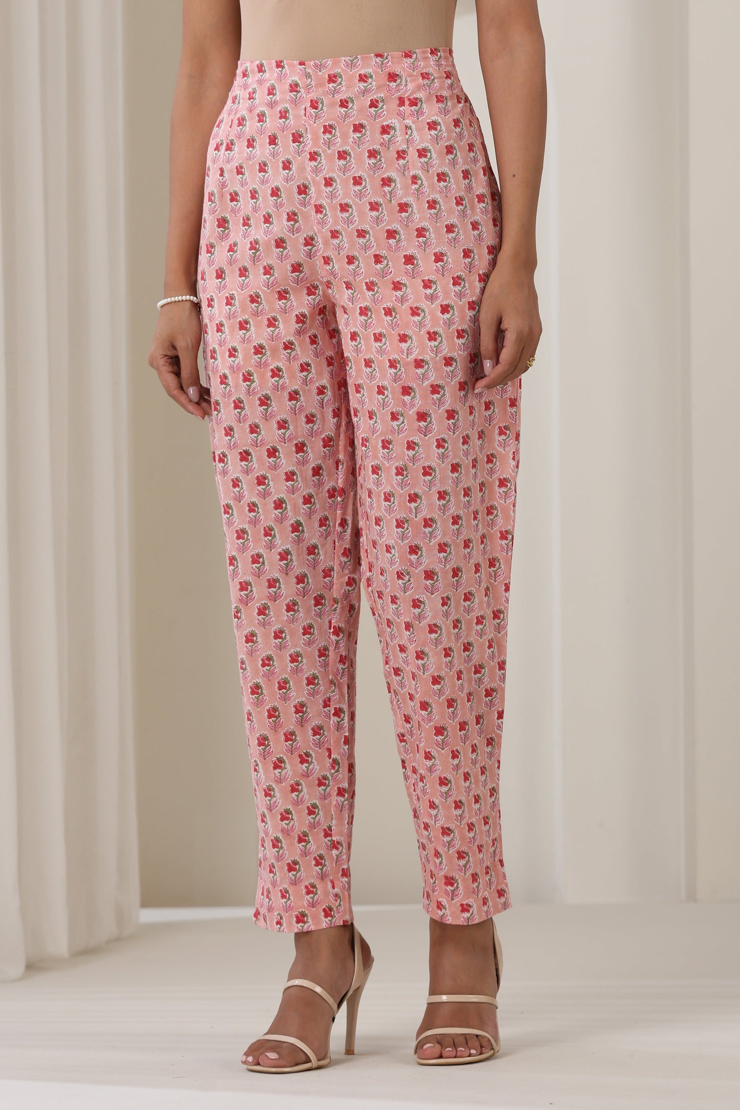 Murraya Blooming Peach Gathered Kurta Set of 3