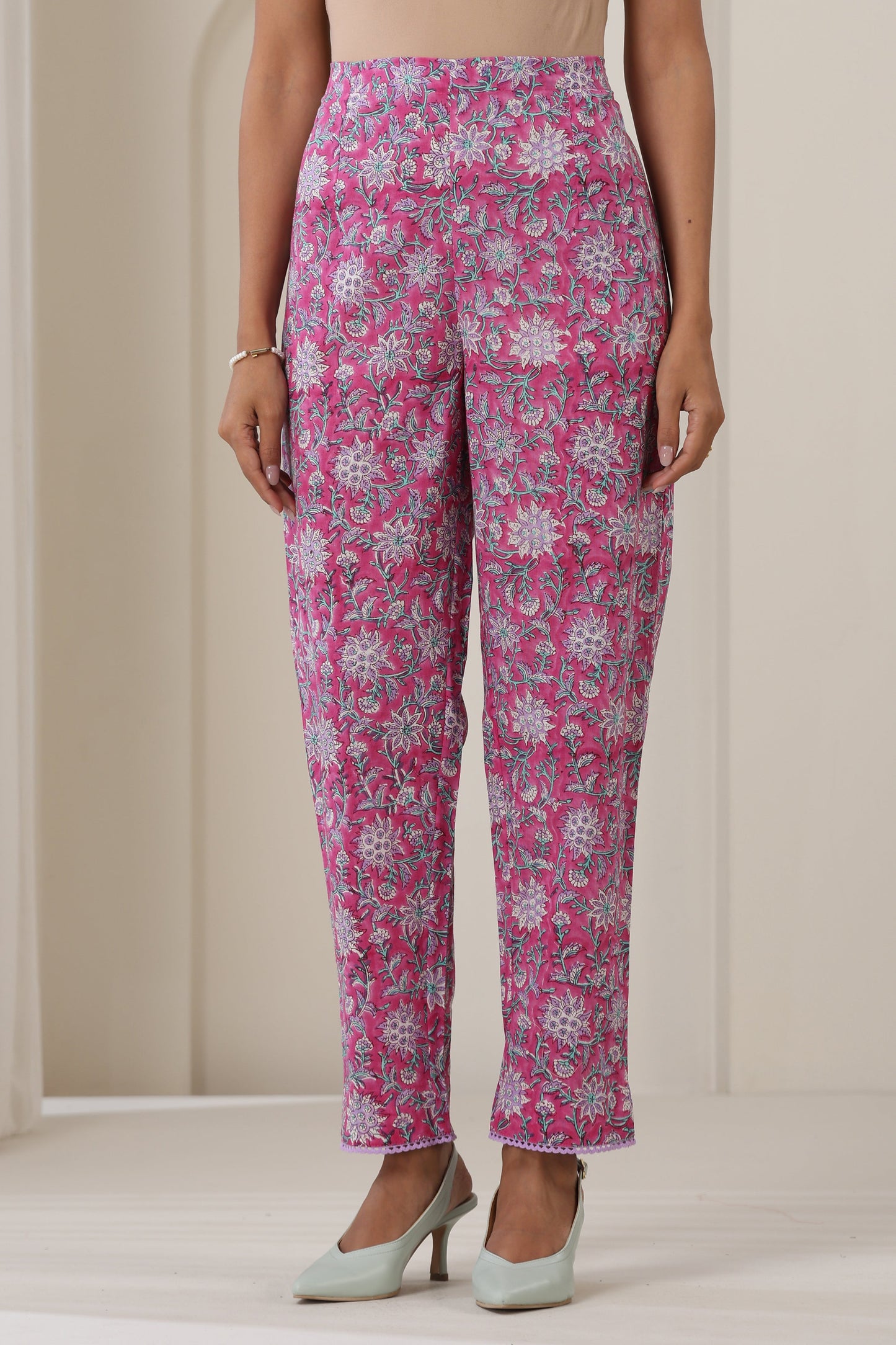 Murraya Purple Aster Gathered Kurta Set of 3