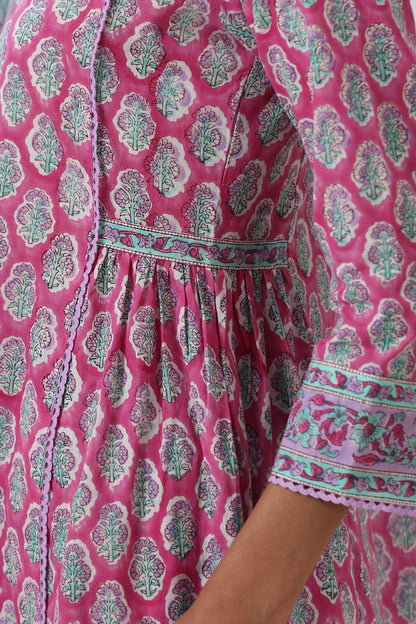 Murraya Purple Aster Gathered Kurta Set of 3