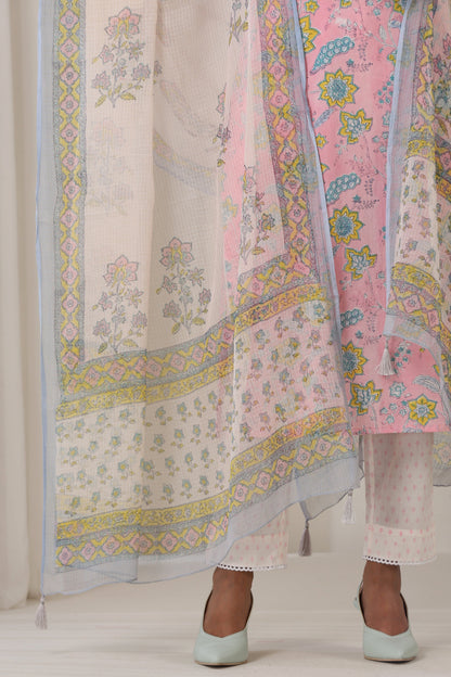 Murraya Pink Orchid Embroidered Kurta Set of 3