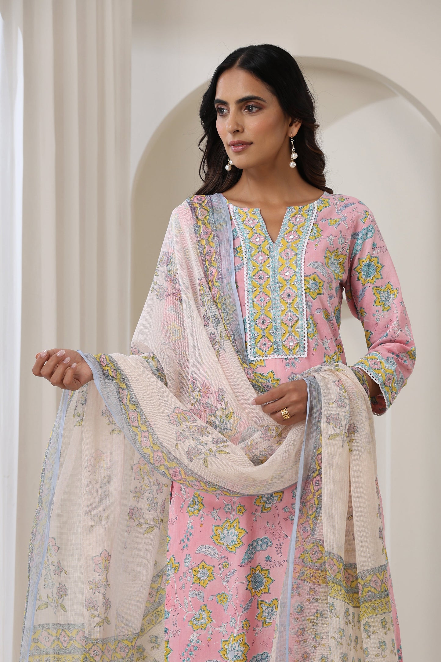 Murraya Pink Orchid Embroidered Kurta Set of 3