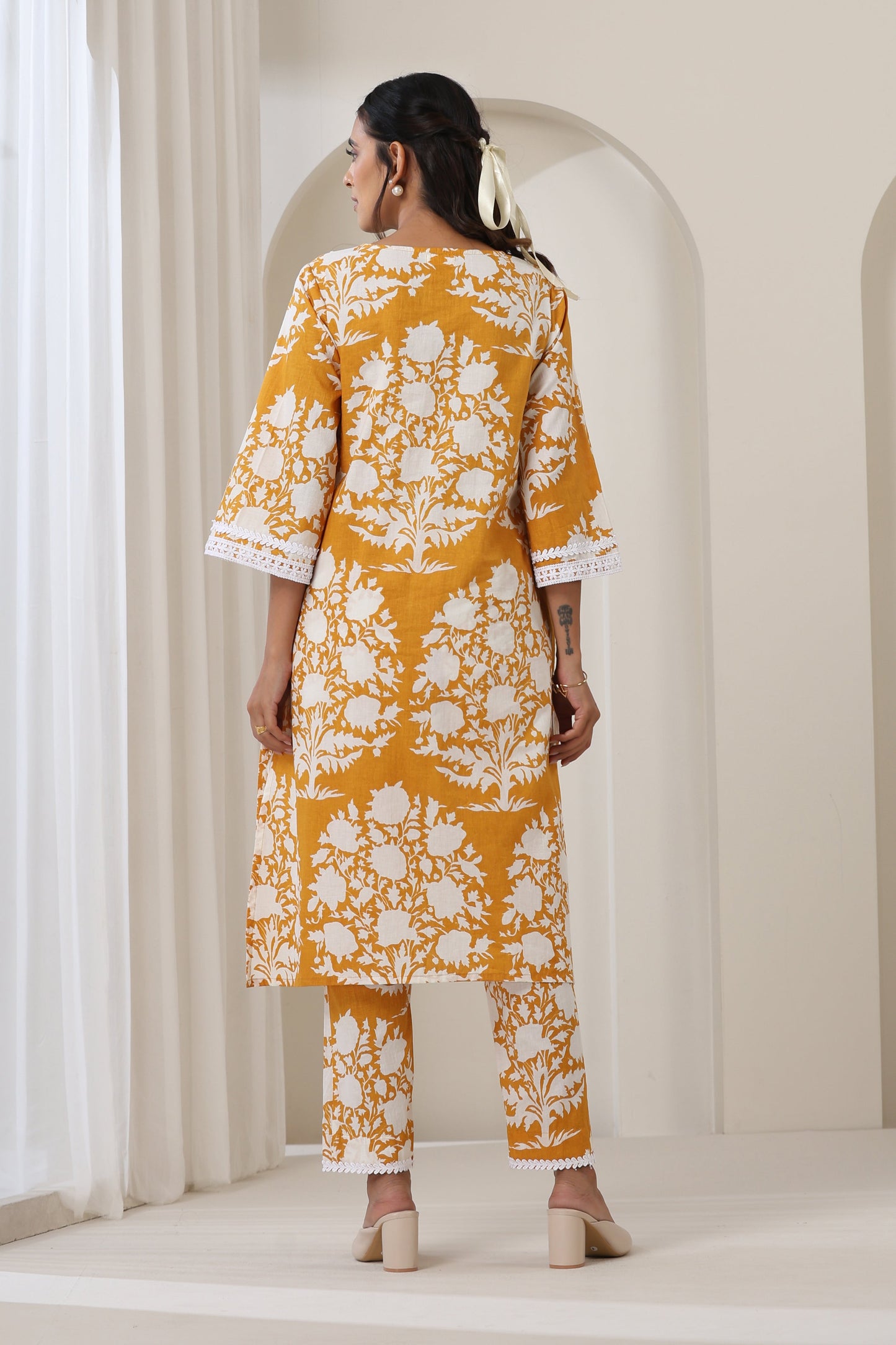 Murraya Mustard Sadie Kurta Set of 2