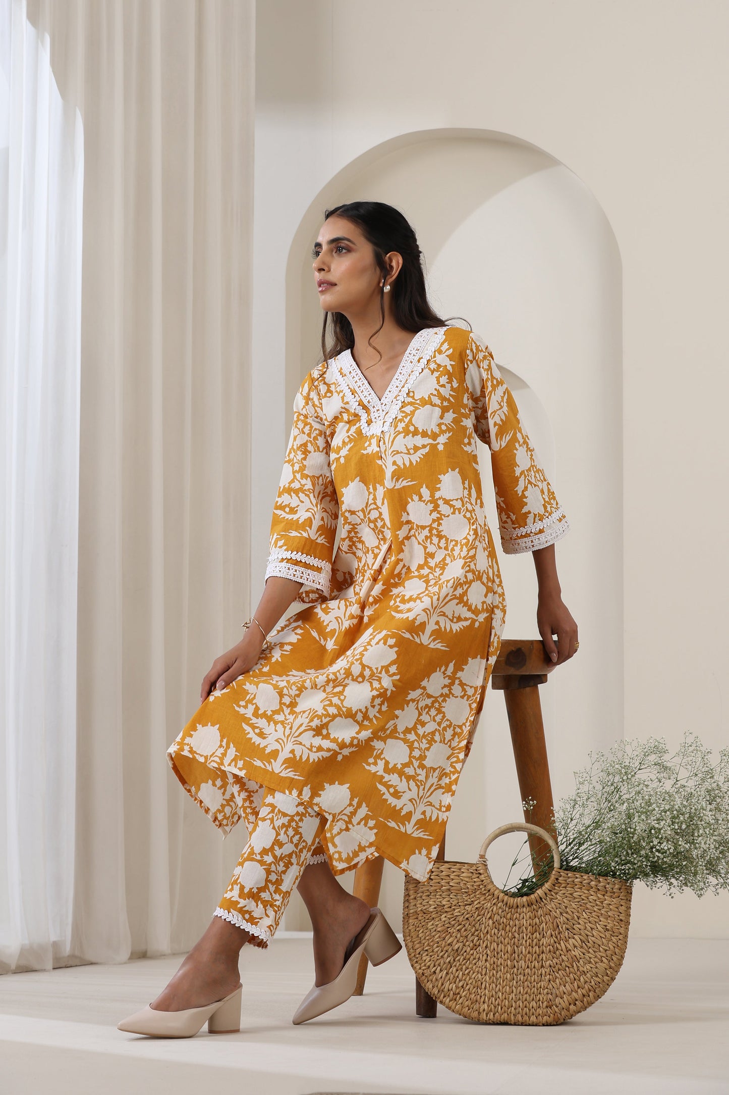 Murraya Mustard Sadie Kurta Set of 2