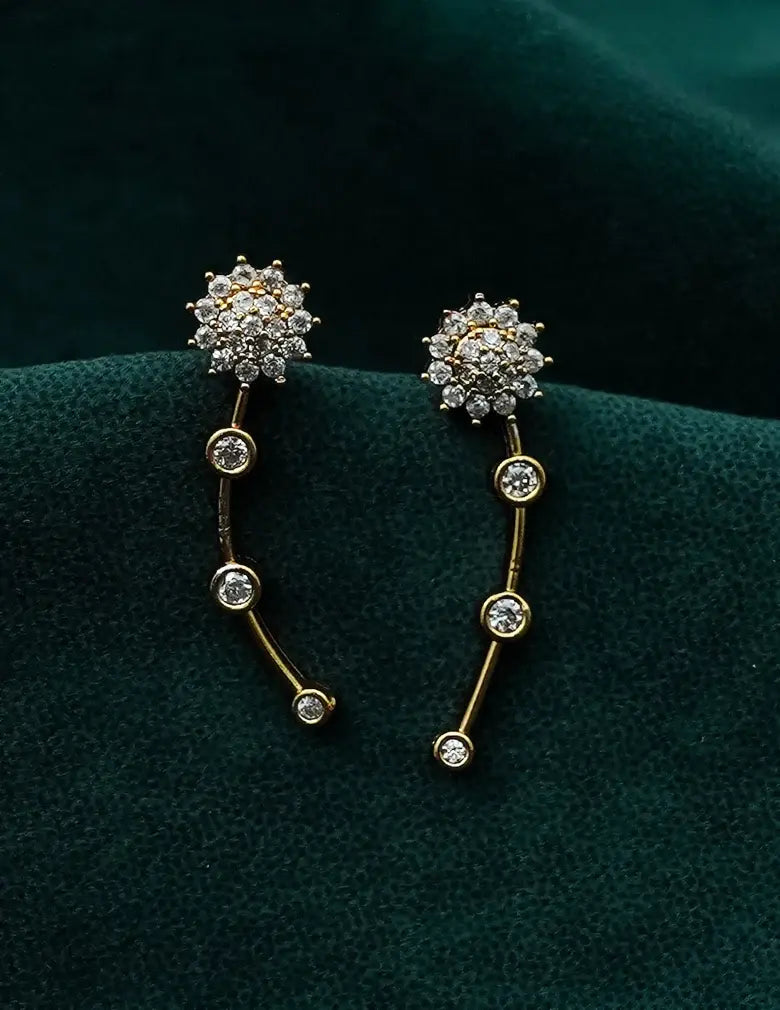 18K Gold-Tone Floral Crystal Drop Earrings