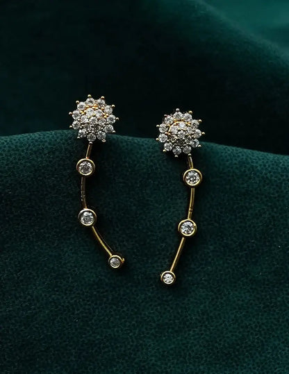 18K Gold-Tone Floral Crystal Drop Earrings