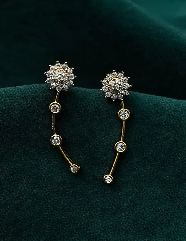 18K Gold-Tone Floral Crystal Drop Earrings LP- 48Hr Delivery