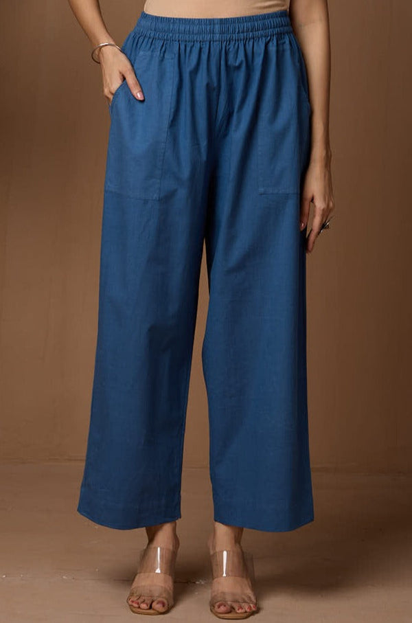 Maati Craft Comfort fit cotton pants - light denim blue cotton
