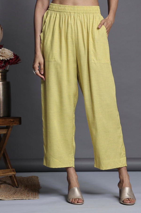 Maati Craft comfort fit pants - lime smoked modal