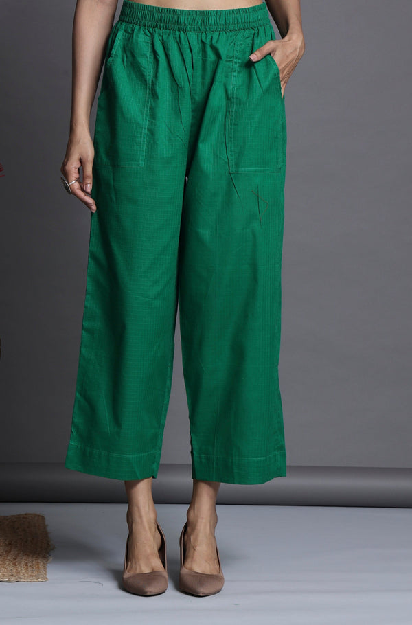 Maati Craft comfort fit cotton pants - green checks