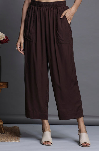 Maati Craft comfort fit modal pants - earthy brown