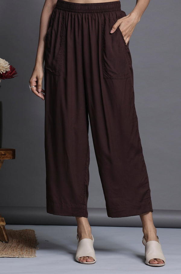 Maati Craft comfort fit modal pants - earthy brown