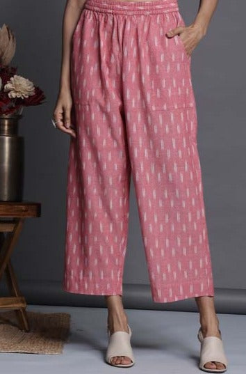 Maati Craft comfort fit cotton pants - light pink ikat