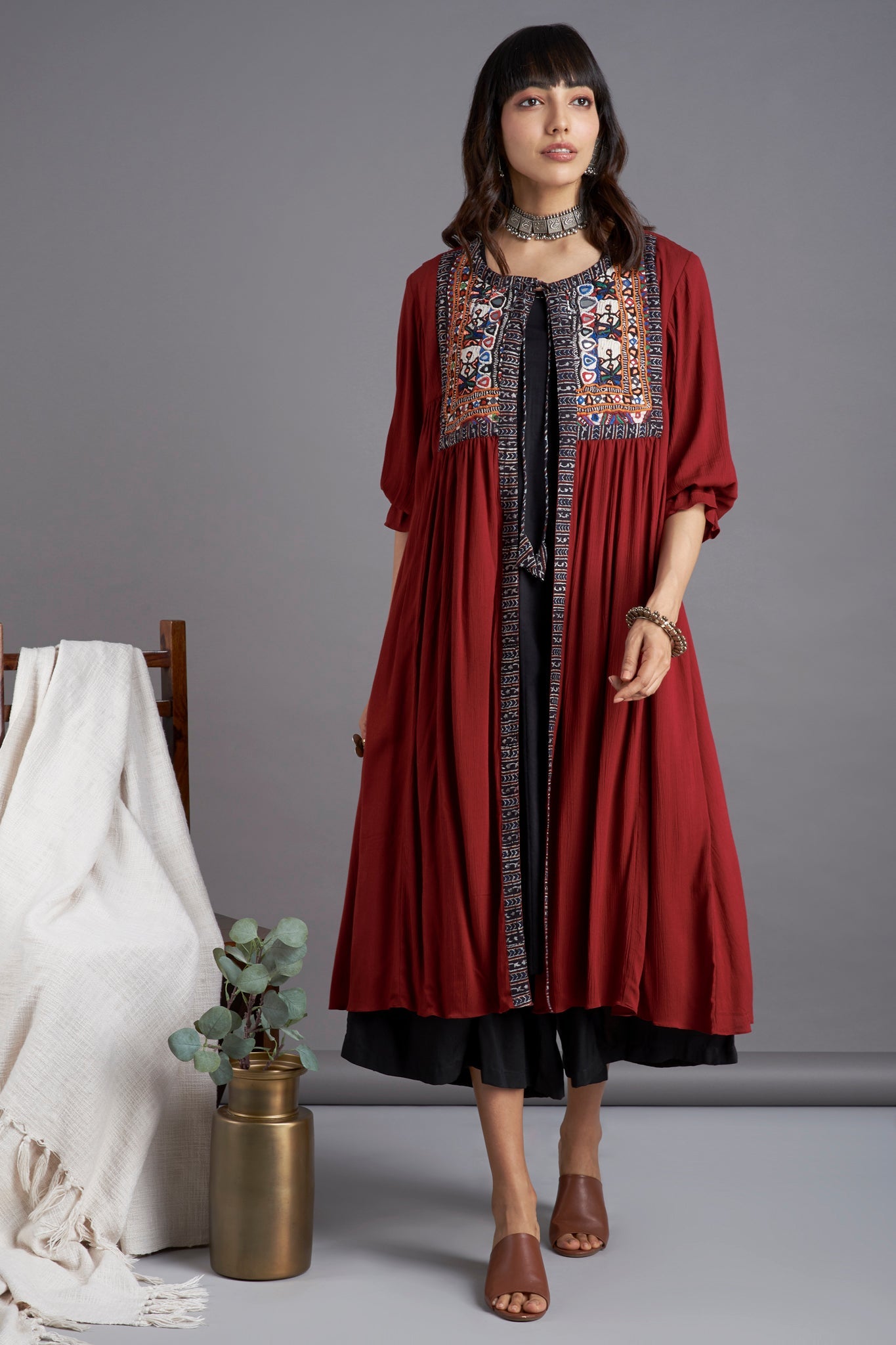 Maati Vintage Kutchi Yoke Jacket - Mahogany Skies & Many Mirrors