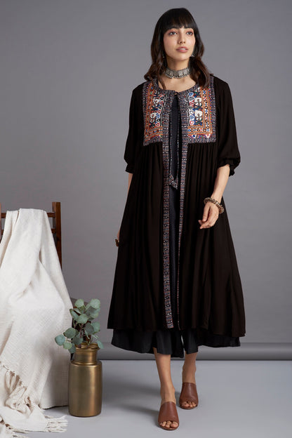 Maati Vintage Kutchi Yoke Jacket - Timeless Ebony & Many Mirrors
