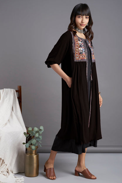Maati Vintage Kutchi Yoke Jacket - Timeless Ebony & Many Mirrors