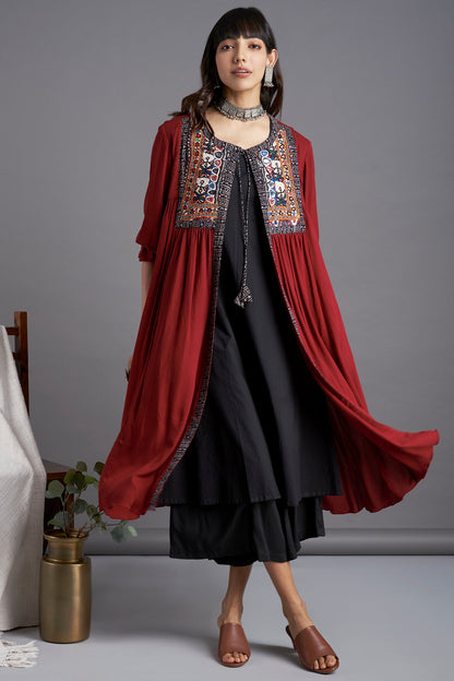 Maati Vintage Kutchi Yoke Jacket - Mahogany Skies & Many Mirrors