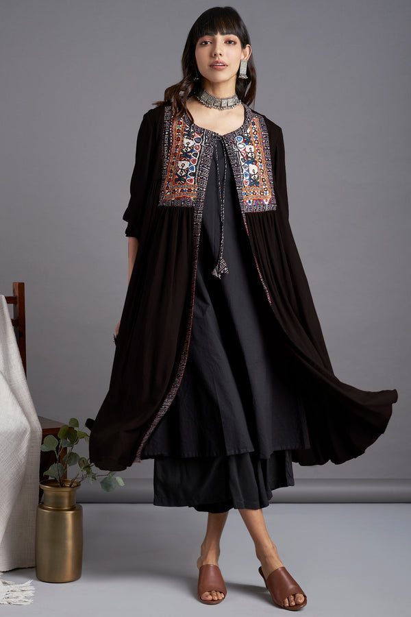 Maati Vintage Kutchi Yoke Jacket - Timeless Ebony & Many Mirrors