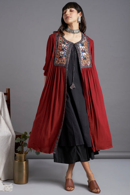 Maati Vintage Kutchi Yoke Jacket - Mahogany Skies & Many Mirrors