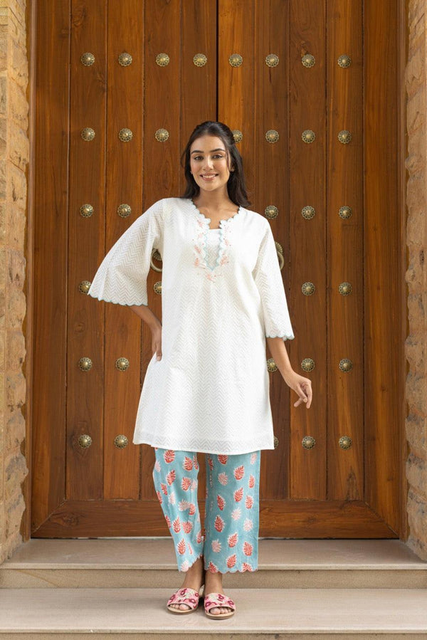 Snowflake White Cotton Dobby Kurta Only