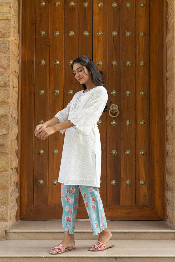 Snowflake White Cotton Dobby Kurta Only