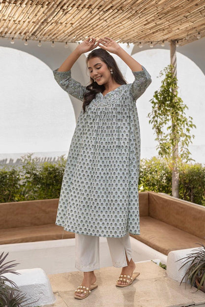 Aqua Allure Printed Kurta Set