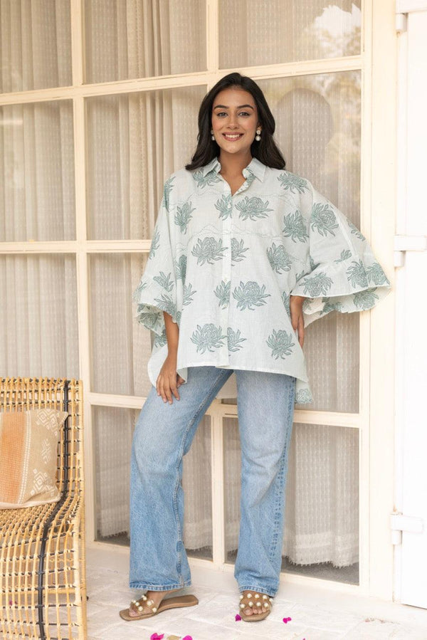 Seaside Green Printed Cotton Shirt