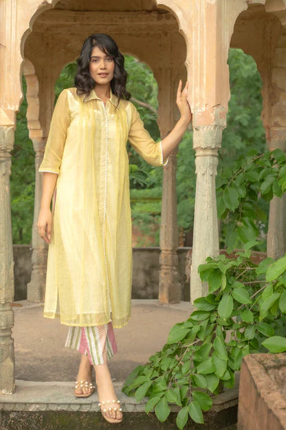 Yellow Mellow Doriya Kurta Set