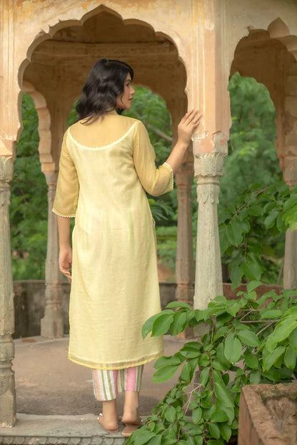 Yellow Mellow Doriya Kurta Set