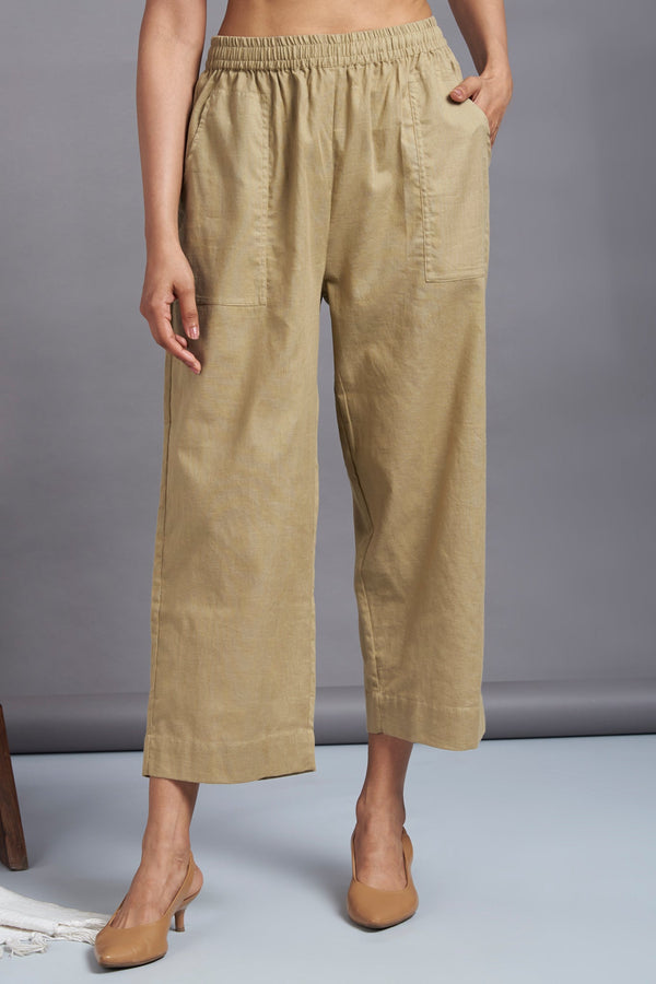 Maati Craft comfort fit cotton pants - beige & linen cotton