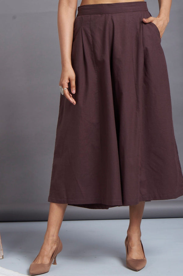 Maati Craft box pleated culotte - cocoa brown