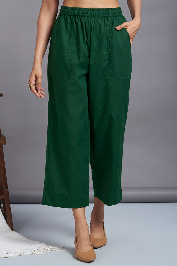 Comfort fitted pants - Dark Green Cotton