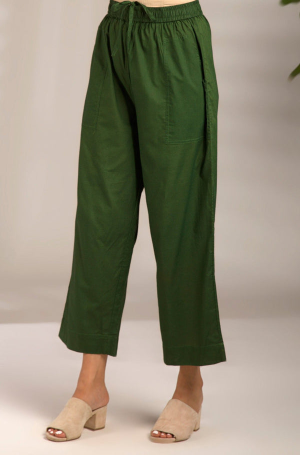 Maati Craft comfort fit cotton pants - forest green