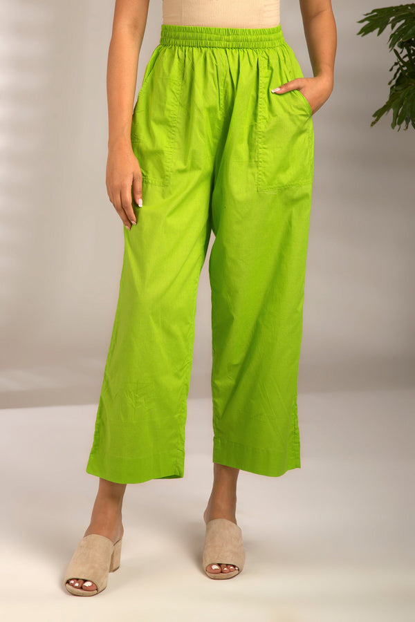 Maati Craft Comfort fit cotton pants - leaf green