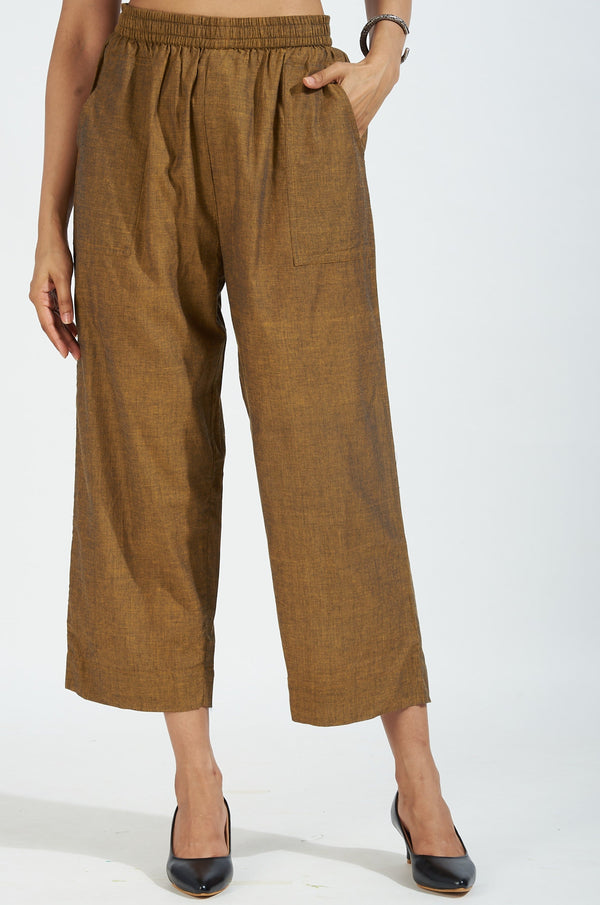Maati Craft comfort fit cotton pants - ochre black
